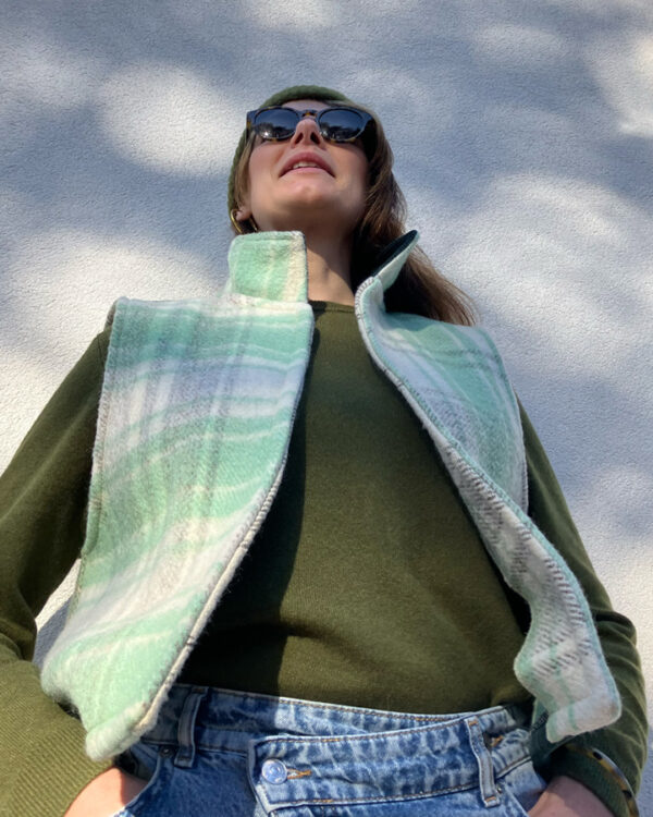 Veste sans manches carreaux verts